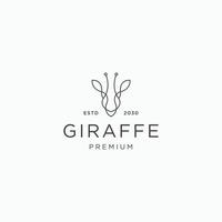 tête de girafe dessin au trait logo icône modèle de conception vecteur plat