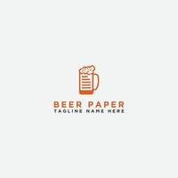 papier et bière. modèle de logo. - vecteur