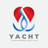 logo du yacht club d'ancre vecteur
