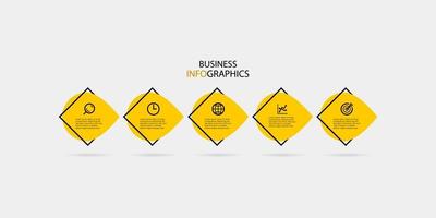 vecteur de modèle de conception d'infographie d'entreprise moderne avec des icônes et 5 options ou étapes. peut être utilisé pour le diagramme de processus, les présentations, la mise en page du flux de travail, la bannière, l'organigramme, le graphique d'informations. eps10