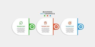 infographie moderne en 3 étapes, option ou niveaux avec étiquette. graphique d'informations sur la chronologie. présentation d'entreprise, brochure d'information, bannière, modèle de mise en page de flux de travail. illustration vectorielle eps10 vecteur