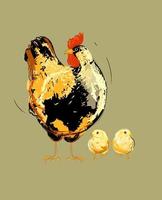 poule, poulet, personnage d'animal de ferme avicole, icône, symbole illustration vectorielle dessinés à la main.
