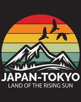 conception de t-shirt japon-tokyo terre du soleil levant vecteur
