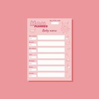 agenda maman menu bébé rose a4 vecteur