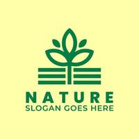 modèle de logo naturel avec style vintage et formes géométriques vecteur