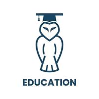 modèle de logo d'éducation avec mascotte de hibou sur fond isolé vecteur