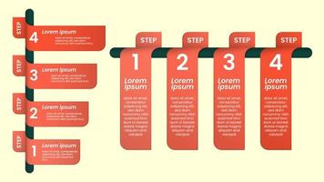 définir la conception de modèles d'infographie d'entreprise moderne avec un design horizontal et vertical, un dégradé de couleurs, 4 options ou une étape vecteur