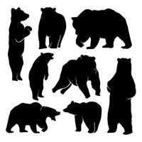 ensemble d'illustrations vectorielles de silhouette d'ours vecteur