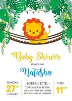 invitation de douche de bébé avec un lion mignon vecteur