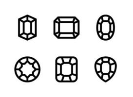 ensemble simple d'icônes de lignes vectorielles liées aux pierres précieuses. vecteur