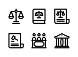 ensemble simple d'icônes de lignes vectorielles liées à la justice et au droit vecteur