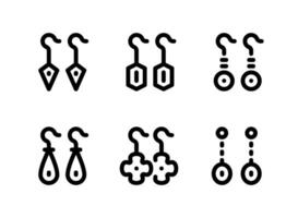 ensemble simple d'icônes de lignes vectorielles liées aux boucles d'oreilles. vecteur