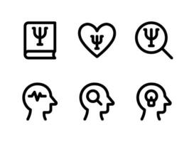 ensemble simple d'icônes de lignes vectorielles liées à la santé mentale vecteur