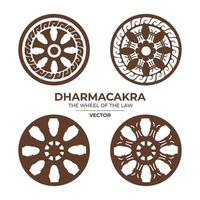 dharmacakra ou dhammachak est la roue de la loi dans le bouddhisme. style traditionnel en thaïlande. doit être utilisé dans les temples ou les salles de bouddha. vecteur