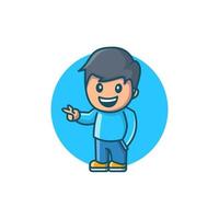 conception de personnage de dessin animé mignon homme, sourire heureux et illustration vectorielle de thème scolaire vecteur