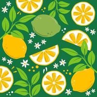 modèle sans couture de vecteur de citron et de feuilles. illustration d'un fruit dessiné à la main. design moderne pour papier, couvertures, cartes, tissus, articles d'intérieur et autres utilisateurs