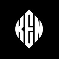 création de logo de lettre de cercle de ken avec la forme de cercle et d'ellipse. lettres ken ellipse avec style typographique. les trois initiales forment un logo circulaire. ken cercle emblème abstrait monogramme lettre marque vecteur. vecteur