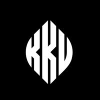 création de logo de lettre de cercle kku avec forme de cercle et d'ellipse. lettres d'ellipse kku avec style typographique. les trois initiales forment un logo circulaire. kku cercle emblème abstrait monogramme lettre marque vecteur. vecteur