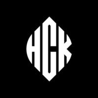 création de logo de lettre hck cercle avec forme de cercle et d'ellipse. lettres hck ellipse avec style typographique. les trois initiales forment un logo circulaire. hck cercle emblème abstrait monogramme lettre marque vecteur. vecteur