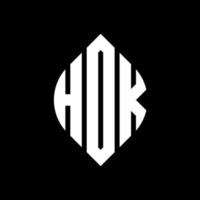 création de logo de lettre de cercle hok avec forme de cercle et d'ellipse. lettres d'ellipse hok avec style typographique. les trois initiales forment un logo circulaire. hok cercle emblème abstrait monogramme lettre marque vecteur. vecteur