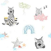 shower de bébé motif zèbre, imprimé zèbre arc-en-ciel, animaux de safari vecteur