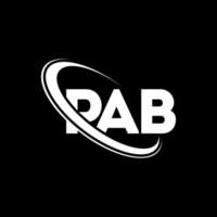 logo pab. lettre pab. création de logo de lettre pab. initiales logo pab liées avec un cercle et un logo monogramme majuscule. typographie pab pour la technologie, les affaires et la marque immobilière. vecteur