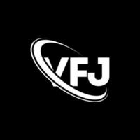 logo vfj. lettre vfj. création de logo de lettre vfj. initiales logo vfj liées avec un cercle et un logo monogramme majuscule. typographie vfj pour la technologie, les affaires et la marque immobilière. vecteur