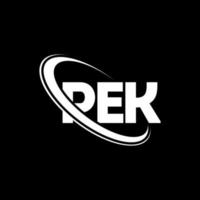 logo pek. lettre pek. création de logo de lettre pek. initiales logo pek liées avec un cercle et un logo monogramme majuscule. typographie pek pour la technologie, les affaires et la marque immobilière. vecteur