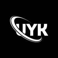 logo uyk. uyk lettre. création de logo de lettre uyk. initiales logo uyk liées avec un cercle et un logo monogramme majuscule. typographie uyk pour la technologie, les affaires et la marque immobilière. vecteur