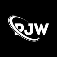 logo pjw. lettre pjw. création de logo de lettre pjw. initiales pjw logo lié avec cercle et logo monogramme majuscule. typographie pjw pour la technologie, les affaires et la marque immobilière. vecteur