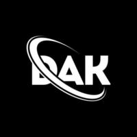 logo dak. dak lettre. création de logo de lettre dak. initiales logo dak liées avec un cercle et un logo monogramme majuscule. typographie dak pour la technologie, les affaires et la marque immobilière. vecteur