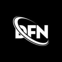 logo dfn. lettre dfn. création de logo de lettre dfn. initiales logo dfn liées avec un cercle et un logo monogramme majuscule. typographie dfn pour la technologie, les affaires et la marque immobilière. vecteur