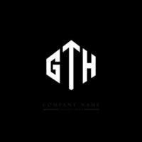 création de logo de lettre gth avec forme de polygone. création de logo en forme de polygone et de cube. modèle de logo vectoriel hexagone gth couleurs blanches et noires. monogramme gth, logo d'entreprise et immobilier.