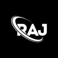 logo Raj. lettre du raj. création de logo de lettre raj. initiales logo raj liées avec un cercle et un logo monogramme majuscule. typographie raj pour la technologie, les affaires et la marque immobilière. vecteur