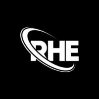 le logo. la lettre. création de logo de lettre rhe. initiales rhe logo lié avec cercle et logo monogramme majuscule. rhe typographie pour la technologie, les affaires et la marque immobilière. vecteur