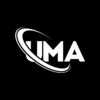 logo Uma. une lettre. création de logo de lettre uma. initiales logo uma liées avec un cercle et un logo monogramme majuscule. typographie uma pour la technologie, les affaires et la marque immobilière. vecteur