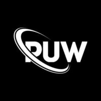 logo puw. puw lettre. création de logo de lettre puw. initiales logo puw liées avec un cercle et un logo monogramme majuscule. typographie puw pour la technologie, les affaires et la marque immobilière. vecteur