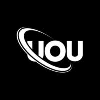 votre logo. votre lettre. création de logo de lettre uou. initiales logo uou liées avec un cercle et un logo monogramme majuscule. uou typographie pour la technologie, les affaires et la marque immobilière. vecteur