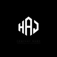 création de logo de lettre haj avec forme de polygone. création de logo en forme de polygone et de cube haj. modèle de logo vectoriel haj hexagone couleurs blanches et noires. monogramme haj, logo d'entreprise et immobilier.