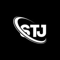 logo stj. lettre stj. création de logo de lettre stj. initiales logo stj liées avec un cercle et un logo monogramme majuscule. typographie stj pour la technologie, les affaires et la marque immobilière. vecteur