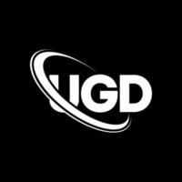 logo UGD. lettre UGD. création de logo de lettre ugd. initiales logo ugd liées avec un cercle et un logo monogramme majuscule. typographie ugd pour la technologie, les affaires et la marque immobilière. vecteur