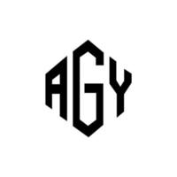 création de logo de lettre agy avec forme de polygone. création de logo en forme de polygone et de cube agy. modèle de logo vectoriel agy hexagone couleurs blanches et noires. monogramme agy, logo d'entreprise et immobilier.