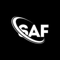 logo saf. lettre sûre. création de logo de lettre saf. initiales logo saf liées avec un cercle et un logo monogramme majuscule. typographie saf pour la technologie, les affaires et la marque immobilière. vecteur