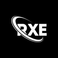 logo rxe. lettre rxe. création de logo de lettre rxe. initiales logo rxe liées avec un cercle et un logo monogramme majuscule. typographie rxe pour la marque technologique, commerciale et immobilière. vecteur