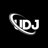 logo udj. lettre udj. création de logo de lettre udj. initiales logo udj liées avec un cercle et un logo monogramme majuscule. typographie udj pour la technologie, les affaires et la marque immobilière. vecteur