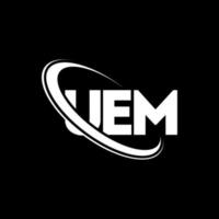logo uem. lettre uem. création de logo de lettre uem. initiales logo uem liées avec un cercle et un logo monogramme majuscule. typographie uem pour la technologie, les affaires et la marque immobilière. vecteur