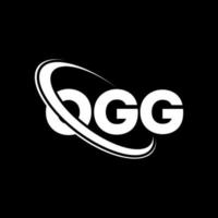 logo ogg. ogg lettre. création de logo de lettre ogg. initiales logo ogg liées avec un cercle et un logo monogramme majuscule. typographie ogg pour la technologie, les affaires et la marque immobilière. vecteur