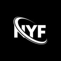 logo nyf. lettre nyf. création de logo de lettre nyf. initiales logo nyf liées avec un cercle et un logo monogramme majuscule. typographie nyf pour la technologie, les affaires et la marque immobilière. vecteur