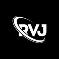 logo RVJ. lettre rvj. création de logo de lettre rvj. initiales logo rvj liées par un cercle et un logo monogramme majuscule. typographie rvj pour la marque technologique, commerciale et immobilière. vecteur