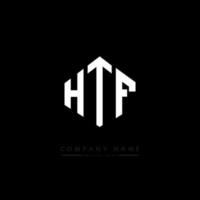 création de logo de lettre htf avec forme de polygone. création de logo en forme de polygone et de cube htf. modèle de logo vectoriel htf hexagone couleurs blanches et noires. monogramme htf, logo d'entreprise et immobilier.